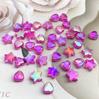 600 PCS Acrylic Heart Star Shape Beads AB Colors Flat Loose Spacer Beads for DIY Necklace Bracelet Jewelry Craft Making (Rose AB) - color: Rose AB