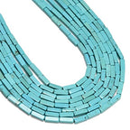 32 Pcs 4x13mm Blue Turquoise Stone Bead Rectangle Tube Loose Gemstone Beads for Bracelets Jewelry Making Crafts Adults - color: Stabilized Turquoise, size: 4x13mm