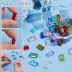 PH PandaHall 52pcs 13 Colors Faceted Glass Beads - Flat Rectangle Crystal Spacer Beads for DIY Jewelry Making, 14x8 mm