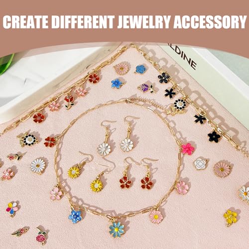 352 Pcs Assorted Charms for Jewelry Making,Mixed Enamel KC Gold Alloy Letter Pendants,Wholesale Bulk Jewelry Charms for DIY Necklace Bracelet Earring and Crafting - style: A7:Flower Charms-270Pcs Kit