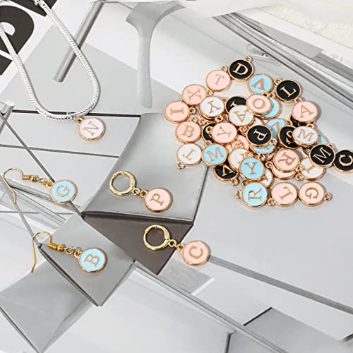 104 PCS Letter Charms for Jewelry Making - Double Sided Alphabet & Initial Charms for Necklace & Bracelet - color: 4 colors