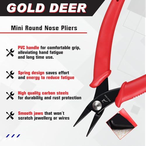 Mini Round-Nose Pliers Tweezer Nose pliers Mini Needle Nose Pliers Short-Nose Pliers Pointed Nose Pliers Smooth Jaws Jewellery Making Tool For Bending Wire Open and Close Jump Rings - style: Round-Nose Pliers