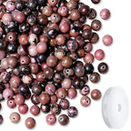 Natural Black Line Rhodolite Stone Beads 100Pcs 8mm Crystal Beads Loose DIY Round Stone Bead for Bracelet Necklace Earrings Making - color: C-Black Line Rhodolite, size: 100pcs