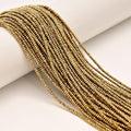 JM Design 1x2mm Gold Plated Hematite Faceted Rondelle Beads, 15.5''Strd Loose Energy Stone Spacer Beads for Jewelry Making Craft DIY Necklace Bracelet Earrings - color: Gold