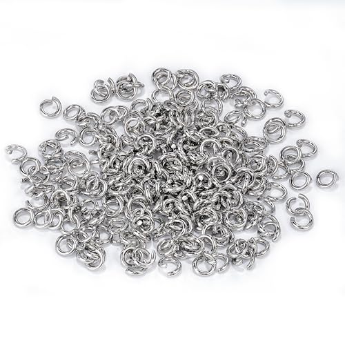 500Pcs 8mm Stainless Steel Open Jump Rings 15 Gauge Metal O Rings Single Loop Connectors for Jewelry Necklaces Bracelet Earrings Keychains Chainmail DIY Making - color: dark silver-15gauge, size: 8mm
