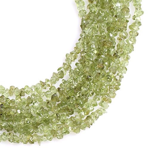 HAAMIIQII 3-5mm Natural Green Peridot Chips Beads Irregular Chip Stones Loose Gemstone Beads for Jewelry Making Strand 30 Inch - color: Peridot