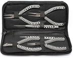The Beadsmith Zebra Print Tool Kit – 6 Pieces: Chain, Round, and Bent Chain Nose w/Side Cutter, Tweezers, & Reamer with Zippered Pouch, 5-Inch Each - size: tool kit - 5" (6-piece)