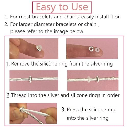 Clip Stopper Charms Sterling Silver Rondelle Spacer Bead Charm Stopper Charm for Pandora Charm Bracelets - color: Gold-Plated (6 pcs)
