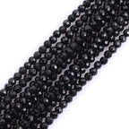 GEM-Inside 3mm Natural Stone Black Tourmaline Faceted Spacer Small Beads for Jewelry Making 15" - color: Black Tourmaline, size: 3mm