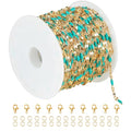 UMAOKANG 16.4 Feet Gold Plated Stainless Steel Jewelry Chain Roll Blue Enamel Bead Necklace Chain Handmade Craft Chains Bulk - color: Gold-Blue