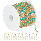 UMAOKANG 16.4 Feet Gold Plated Stainless Steel Jewelry Chain Roll Blue Enamel Bead Necklace Chain Handmade Craft Chains Bulk - color: Gold-Blue