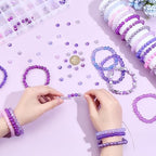 PH PandaHall 720pcs 8mm Purple Glass Beads 24 Color Round Bracelet Beads Loose Crystal Bead Craft Bead Bulk for Summer Friendship Bracelet Necklace Earring Jewelry Making DIY Craft Party Ornament - color: Purple