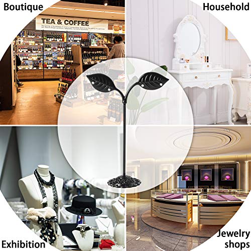 Black Earring Stand Detachable Metal Earring Display Storage Rack for Photography Jewelry Props Show Closet Retail Store Display 3 Pcs, Leaf Shape