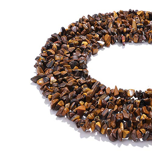 BEADIA Irregular Natural Tiger Eye Stone Loose Semi Gemstone Beads for Jewelry Making 5-8mm 80cm - color: Tiger Eye, size: 5-8mm 80cm