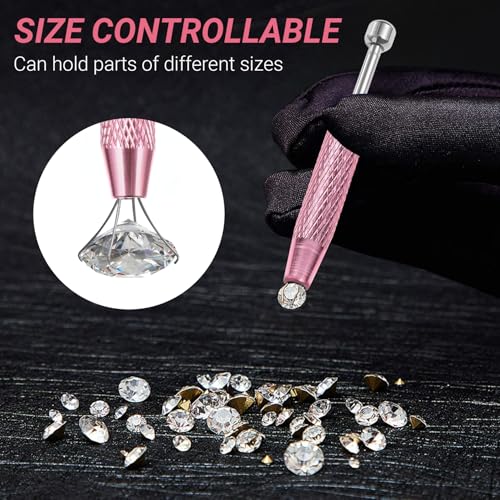 2 PCS Piercing Ball Grabber Tool, 4 - Claw Stainless Steel Jeweler Pick Up Tools,Septum Ball Screw Tool for Piercing Changing/Removal/Holder,Earring Pearl Grabber for Jewelry/Electronic Components - color: 2pcs Pink
