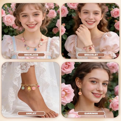 352 Pcs Assorted Charms for Jewelry Making,Mixed Enamel KC Gold Alloy Letter Pendants,Wholesale Bulk Jewelry Charms for DIY Necklace Bracelet Earring and Crafting - style: A7:Flower Charms-270Pcs Kit