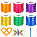 Cridoz 6 Pack Lanyard String Kit, Plastic Lacing Cord Gimp String Lanyard Weaving Kit for Boondoggle, Bracelets, Keychains, Crafts (Glitter) - style: Glitter