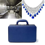 Oirlv Blue Leather Jewelry Box Handmade Travel Jewelry Organizer Storage Case Holder For Girl Lady Earring,Ring,Necklace,Pendant,Watch,Bracelet.(3 layers) - color: Blue