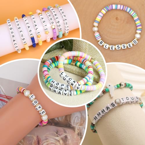 1 Box 10MM 208PCS 26 Styles Square Acrylic Alphabet Bead with Large Hole A to Z White Cube Shaped Loose Spacer Beads Bulk for Jewelry Making Christmas Holiday Party Gift Adult DIY Craft
