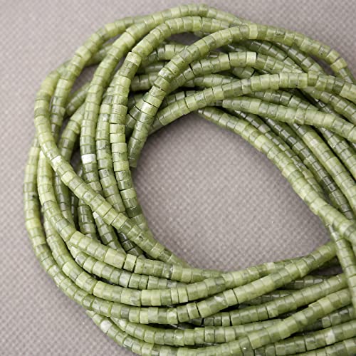150PCs Natural African Transvaal Jade Spacer Beads, Loose Semi Precious Flat Round Gemstone Heishi Disc Stone Beads for Beading Jewelry Making 4mm*2mm 38cm - color: African Transvaal Jade, size: 4MM*2MM