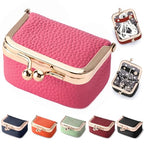 Zivyes Mini Jewelry Box Travel Small Coin Purse Organizer Case Genuine Leather Tiny Size (Hot Pink) - color: Hot Pink-Tiny