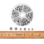 KISSITTY 175pcs/box 5 Styles Tibetan Antique Silver Flat Round Spacer Loose Beads 7mm 8mm 9mm 10mm 11mm Metal Rondelle Disc