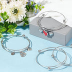 PH PandaHall 10pcs Stainless Steel Wire Bracelet Adjustable Bangle Bracelet Blank Cuff Bracelet with Removable Ball Bead Expandable Blank Bangle Bracelets for Jewelry Making, 2.5 inch - Platinum