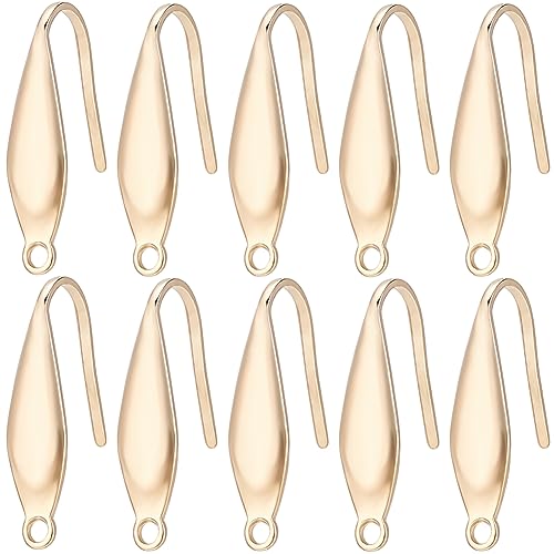 SUNNYCLUE 1 Box 80Pcs Stainless Steel Earring Hooks Real 18K Gold Plated Ear Wires with Loops Fish Hooks French Earring Findings for Pierced Ears Jewelry Making Supplies Hypoallergenic - color: 80pcs 18k Gold Plated Drop Shaped Earring Hooks