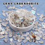 500 pcs Natural Chip Stone Beads, Gray Labradorite 5-8 mm Irregular Gemstones Healing Crystal Loose Rocks Bead Hole Drilled for Jewelry Making Bracelet - color: Gray Labradorite