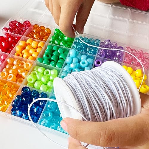Elastic String for Bracelets, QBJAYTY 1mm Strong Elastic Stretchy String Cord for Bracelet Making, Bracelet Elastic String for Pony Kandi Letter Beads Beading, Black White Rainbow String - size: 1mm, style: black white rainbow