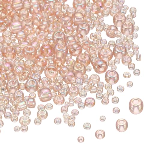 MECCANIXITY 15/0 11/0 8/0 6/0 Glass Seed Beads 1.5mm/2mm/3mm/4mm Loose Seed Beads for Jewelry Earring Bracelet Craft Making, 5888PCS, Champagne - color: Champagne