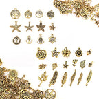 JIALEEY 200Pcs Tibetan Antique Gold Charm Mixed Pendants DIY for Bracelet Necklace Jewelry Making and Crafting