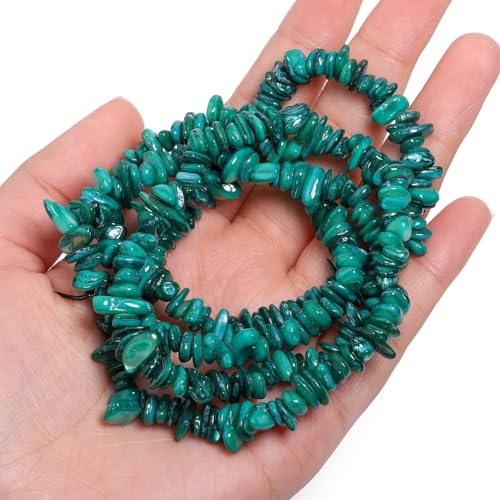 Chip Shells, 260pcs 5-8mm Irregular Beads with Holes, Peacock Green Shell & Turquoise Chip Beads for Jewelry Making - color: Peacock Green