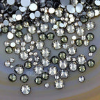 AD Beads 1440 Pieces Mixed Size No Hotfix Glue on Quality Glass Flatback Rhinestones Round Crystal Gems (04 Black Diamond) - color: Black Diamond 04