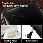 shunmei Mini Travel Jewelry Bag, Small Travel Jewelry Case with Zipper, Portable Velvet Jewelry Pouches for Necklaces, Earrings, Rings, Bracelets,Travel Essentials Gifts for Women Girls(Black) - color: Black