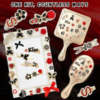 RidaaFri Junk Phone Case Charms Kit, 3D Flatback Rhinestone Gems with Red Black Bow Flower Butterfly Heart Rose, Large Charms Set for DIY Case Craft, Phone Making Supplies Women - color: Black/Red