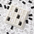 200pcs Bear Beads Black White Gummy Bear Acrylic Bear Beads Colorful Cute Bear Beadsy Bear for Necklace Bracelet Key Chains Jewelry DIY Craft Making(Blackwhite) - color: blackwhite