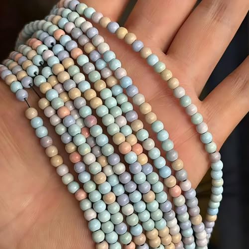 MJDCB Natural Stone Beads 4mm 85pcs Round Rainbow Stone Loose Gemstone Bead Charms for Jewelry Making Bracelet Necklace Earring Pendant - color: Rainbow Stone, size: 4mm