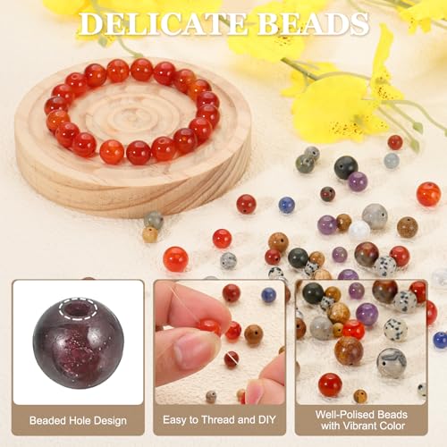 PATIKIL 4mm Garnet Beads, 200 Pcs Round Natural Gemstone Beads Smooth Stone Beads Turquoise Genuine Stone Beads for Bracelet Necklace Jewelry Making DIY, Dark Red - color: Dark Red, size: 4mm