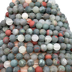 ABCGEMS Velvet-Matte-Finished African Setonite Blood Stone Beads (Enhance The Stone's Inherent Texture and Nature Hues with a Non-Glare Aesthetic) Smooth Round 8mm (Non-Shiny) - color: Setonite AKA Blood Stone (From Africa)