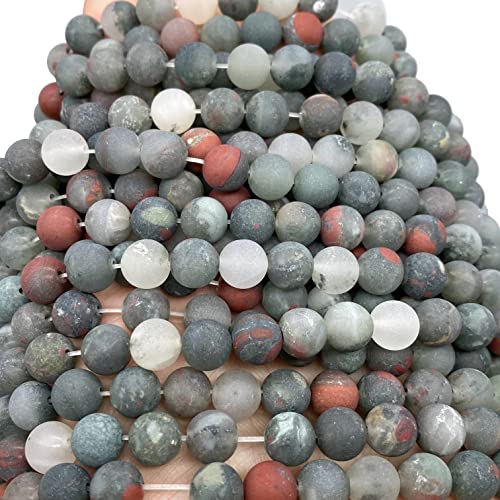 ABCGEMS Velvet-Matte-Finished African Setonite Blood Stone Beads (Enhance The Stone's Inherent Texture and Nature Hues with a Non-Glare Aesthetic) Smooth Round 8mm (Non-Shiny) - color: Setonite AKA Blood Stone (From Africa)