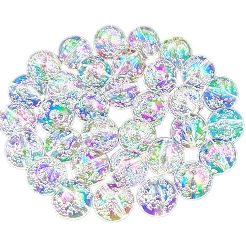Mixed Lots Shiny AB Color Acrylic Bubble Bead DIY Beading Hairband Bracelets Necklace Craft Embelishment (Clear AB-Bubble) - color: Clear AB-Bubble