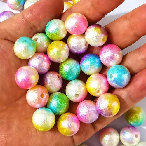 Mixed Lots Shiny Gradient Iredscent Acrylic Bead DIY Beading Hairband Bracelets Necklace Craft Embelishment (Mixed Colors-Gradient Iredscent) - color: Mixed Colors-Gradient Iredscent