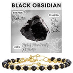 Farfume Crystal Bracelet Beaded Bracelets 4mm Natural Stone Beads Gemstone Handmade Jewelry Valentine's Day Gifts - color: Black Obsidian-Purification