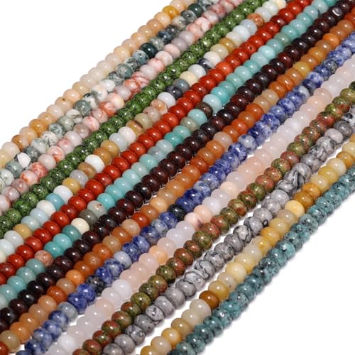 Songxi 5x8mm Natural Blue Sodalite Stone Rondelle Beads, 75PCS Spacer Round Loose Abacus Beads for Jewelry Making, Gemstone for Bracelet Necklace Earrings, Arts and Crafts - color: Blue Sodalite