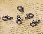 Shapenty Small Metal Alloy Lobster Claw Clasps Clip DIY Necklace Jewelry Finding Making Accessories Fastener Hook, 12mmx6mm, 100PCS (Gun-Black) - color: Gun-Black