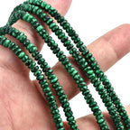 155pcs 4x2mm Synthetic Malachite Disk Rondelle Spacer Stone Semi Precious Gemstone Loose Beads for Jewelry Making 15 Inch - color: Malachite