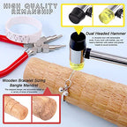 Hilitchi 5Pcs Jewelry Tool Set Including Rubber Hammer, Wooden Bracelet Sizing Bangle Mandrel, Jewelry Pliers, Plastic Wrist Sizer Wrist Belt Bracelet for Jewelry Making and Repairing Tools Kit