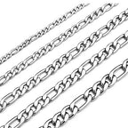 Monily Figaro Chain Necklace Stainless Steel 24K Gold Plated Chains for Men Women Jewelry Gift - color: stainless steel, size: 24 Inches