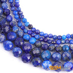 GEM-Inside 3mm Natural Blue Lapis Lazuli Gemstone Semi Precious Round Faceted Spacer Beads for Jewelry Making 15" - color: AA Blue Lapis Lazuli, size: 3mm
